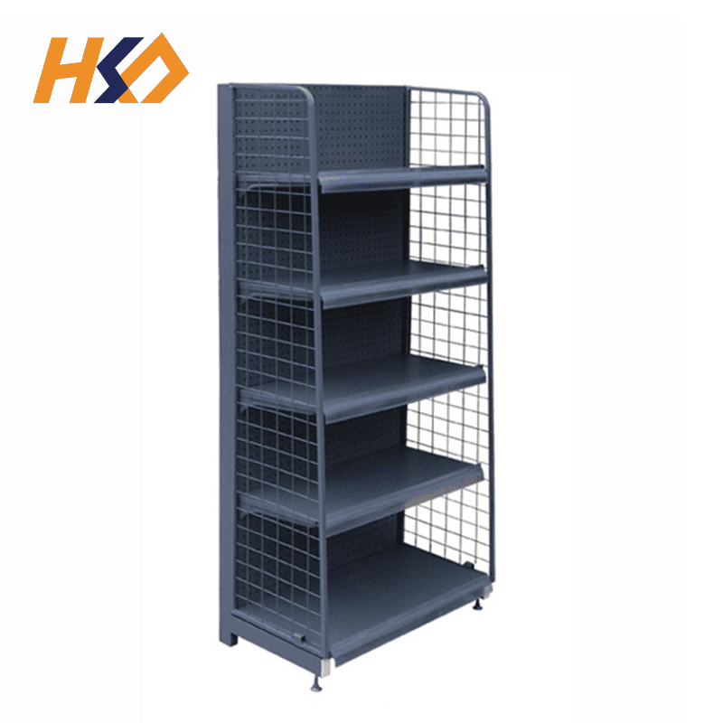 Single Side Grey Supermarket Shelves Gondola