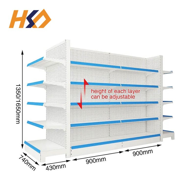 Supermarket perforated Gondola Shelf