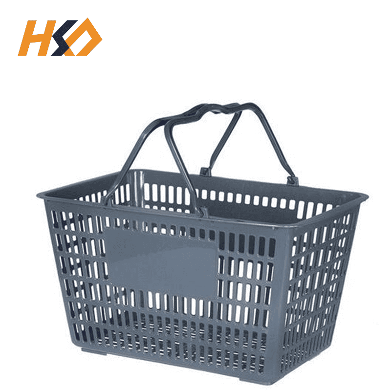 double handle plastic supermarket shopping basket